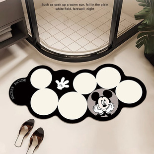 米奇弧形浴室地垫异形硅藻泥吸水淋浴房冲凉洗澡卫生间防滑防摔垫