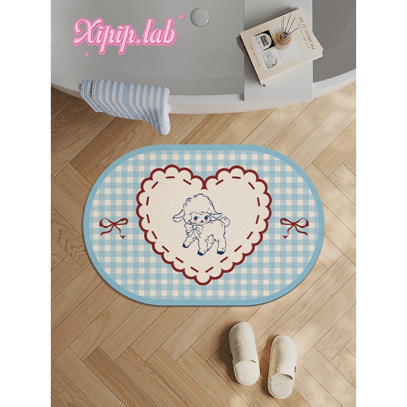 韩系奶油风家用浴室垫卫生间厕所防滑脚垫小众感地垫