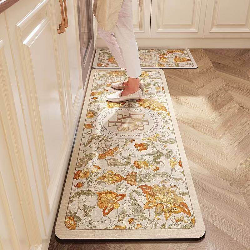 美式复古厨房地垫硅藻泥吸水脚垫防滑防油可擦免洗地毯