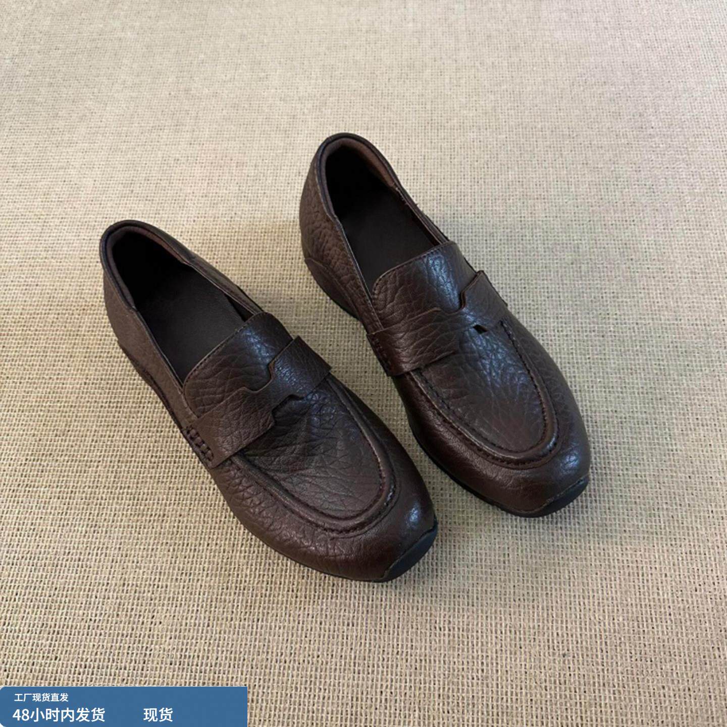 牛皮版~袜子配早春浅口乐福鞋女内增高厚底真皮超软运动休闲女鞋