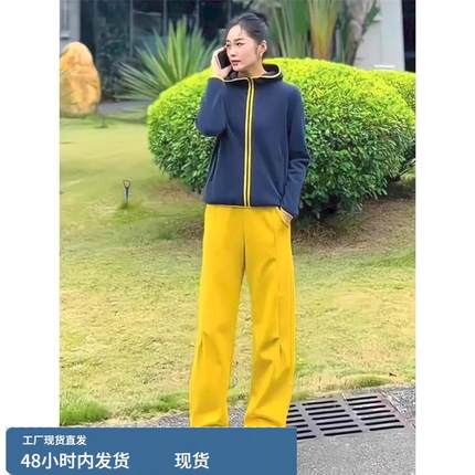 欧货休闲运动套装女春秋2024新款时尚洋气设计感连帽卫衣两件套潮
