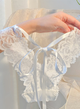 陷入裙摆～法式女士性感蕾丝白色系带纯棉裤裆内裤薄款黑色纯欲