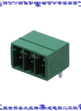 1844223 端子块连接器3POS接头公引脚带罩3.5mm绿色90DEG通孔