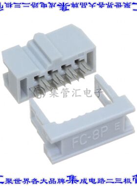 AWP 08-7240-T 矩形连接器8POS插口2排2.54mm母插口灰色IDC镀金自