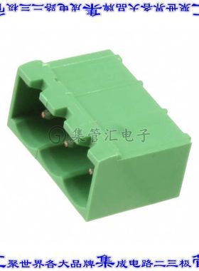 796644-3 端子块连接器3POS接头公引脚带罩5mm绿色90DEG通孔