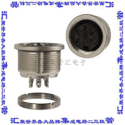 C09131N0061002U 圆形连接器6POS插座母插口焊杯银面板安装