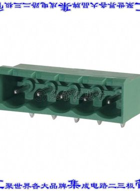 1757501 端子块连接器5POS接头公引脚带罩5mm绿色90DEG通孔