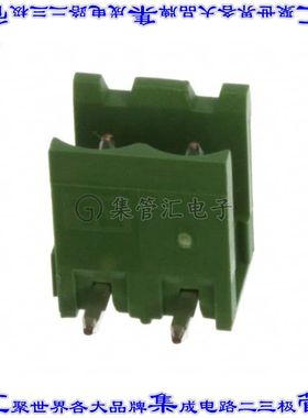 282814-2 端子块连接器2POS接头公引脚带罩5.08mm绿色90DEG通孔