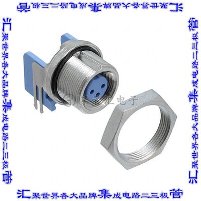 5-1437719-4 圆形连接器3POS插座母插口焊接面板安装通孔直角