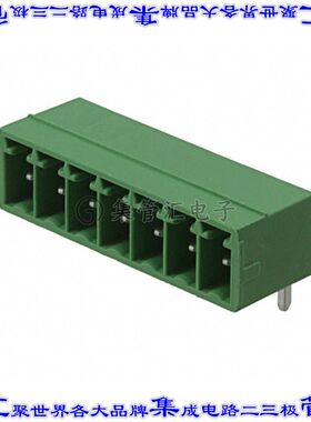 1844265 端子块连接器7POS接头公引脚带罩3.5mm绿色90DEG通孔