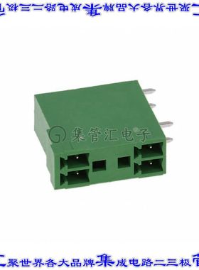 691327310004 端子块连接器4POS接头公引脚带罩2排3.81mm绿色90DE