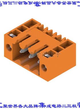1607050000 端子块连接器3POS接头公引脚带罩3.5mm橙色90DEG通孔