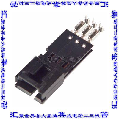 103945-2 矩形连接器3POS插头2.54mm公引脚黑色IDC镀金自由悬挂