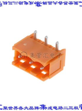1148070000 端子块连接器3POS接头公引脚带罩5.08mm橙色90DEG通孔