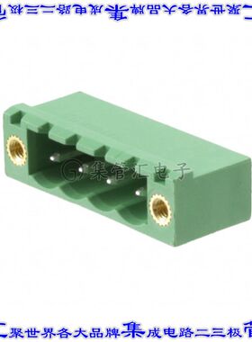 1776715 端子块连接器4POS接头公引脚带罩5mm绿色90DEG通孔