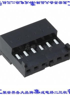 3-644083-6 矩形连接器6POS插座2.54mm母插口黑色IDC锡自由悬挂直