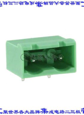 1728853 端子块连接器2POS接头公引脚带罩7.62mm绿色90DEG通孔