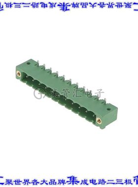1776786 端子块连接器11POS接头公引脚带罩5mm绿色90DEG通孔
