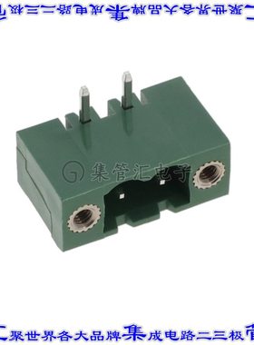 EM221802H 端子块连接器2POS接头公引脚带罩5.08mm绿色90DEG通孔