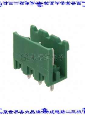 1758021 端子块连接器3POS接头公引脚带罩5.08mm绿色垂直通孔