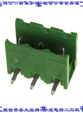 282811-3 端子块连接器3POS接头公引脚带罩5mm绿色90DEG通孔