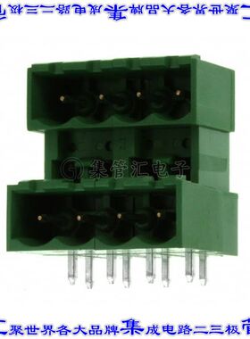 284061-4 端子块连接器8POS接头公引脚带罩2排5.08mm绿色90DEG通