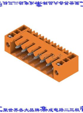 1607090000 端子块连接器7POS接头公引脚带罩3.5mm橙色90DEG通孔