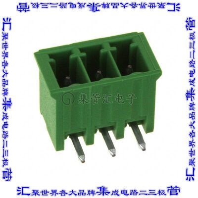 284512-3 端子块连接器3POS接头公引脚带罩3.5mm绿色90DEG通孔