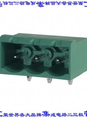 1757488 端子块连接器3POS接头公引脚带罩5mm绿色90DEG通孔