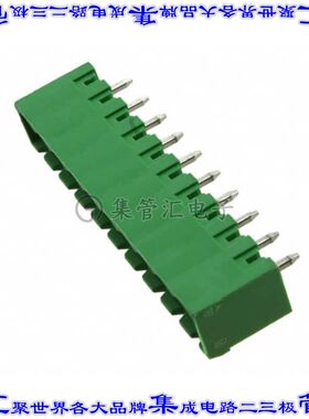 OQ1054500000G 端子块连接器10POS接头公引脚带罩5.08mm绿色垂直