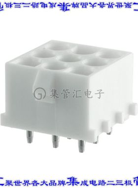 350828-4 针座连接器9POS插座3排6.35mm母形插口通孔直针镀金