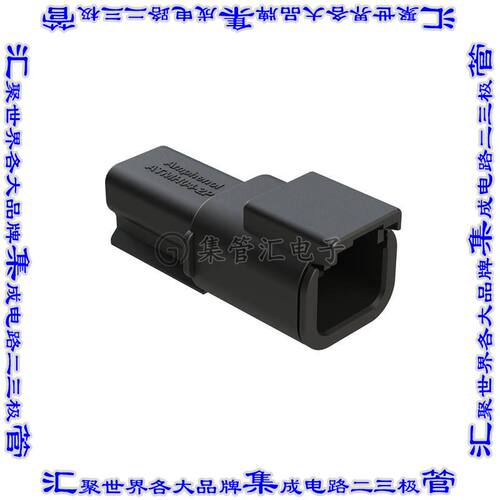 ATMH04-2PB 矩形连接器外壳2POS插座公形引脚黑色自由悬挂