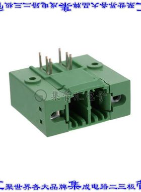 1721012 端子块连接器2POS接头公引脚带罩7.62mm绿色90DEG通孔