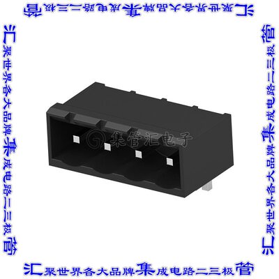796639-4 端子块连接器4POS接头公引脚带罩5.08mm黑色90DEG通孔