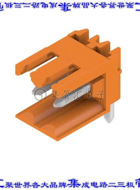 1597210000 端子块连接器2POS接头公引脚带罩3.5mm橙色90DEG通孔