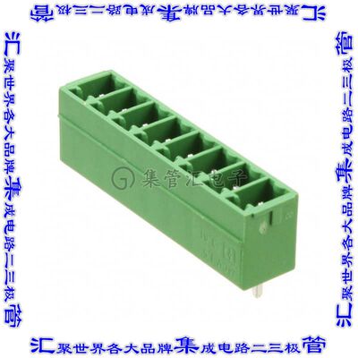 1803484 端子块连接器8POS接头公引脚带罩3.81mm绿色垂直通孔