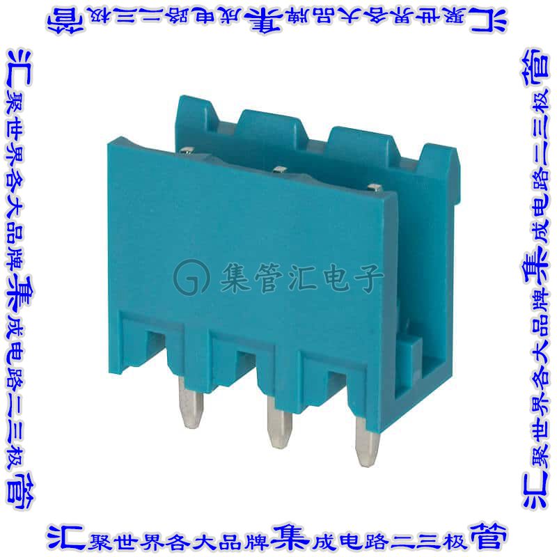 TBP04R3-500-04BE 端子块连接器4POS接头公引脚带罩5mm蓝色垂直通