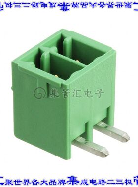 1995499 端子块连接器2POS接头公引脚带罩3.5mm绿色90DEG通孔