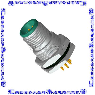 M12A-08PMMP-SF8001 圆形连接器8POS插座公形引脚焊接镀金面板安