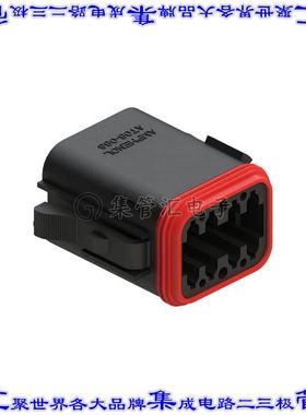 AT06-08SA-RDBLK 矩形连接器外壳8POS插头2排母形插口黑色自由悬