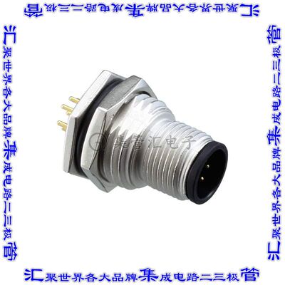 M12A-08PMMP-SF8002 圆形连接器8POS插头公引脚焊接镀金面板安装