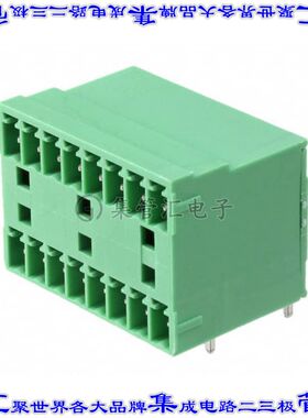 1843130 端子块连接器16POS接头公引脚带罩2排3.81mm绿色90DEG通