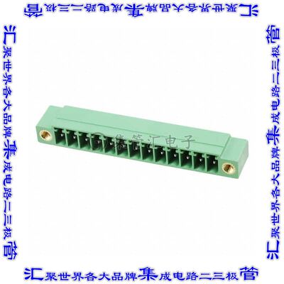 1843334 端子块连接器13POS接头公引脚带罩3.5mm绿色垂直通孔