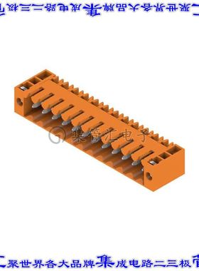 1607140000 端子块连接器12POS接头公引脚带罩3.5mm橙色90DEG通孔