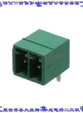 1844210 端子块连接器2POS接头公引脚带罩3.5mm绿色90DEG通孔
