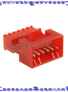 3-647000-6 矩形连接器6POS插头2.54mm公引脚红色IDC锡自由悬挂直
