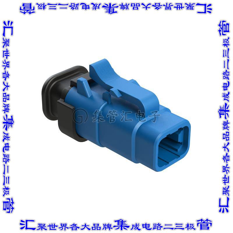 ATM06-4S-SR01BL 矩形连接器外壳4POS插头2排母形插口蓝色自由悬