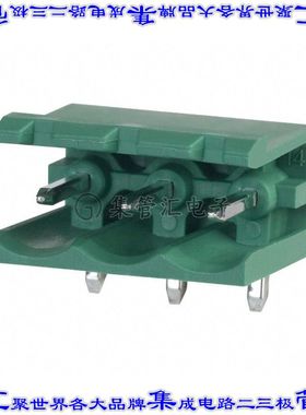 1715031 端子块连接器3POS接头公引脚带罩5.08mm绿色90DEG通孔