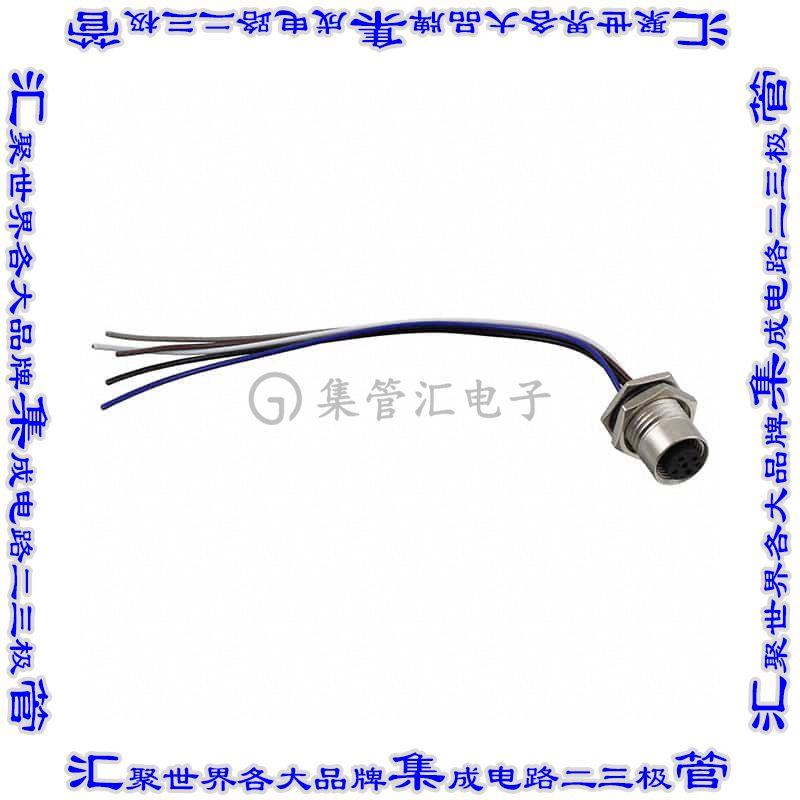 M12A-05PFFC-SF8B15 圆形连接器5POS插座母插口导线引线镀金面板