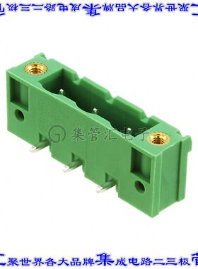 1806232 端子块连接器3POS接头公引脚带罩7.62mm绿色90DEG通孔